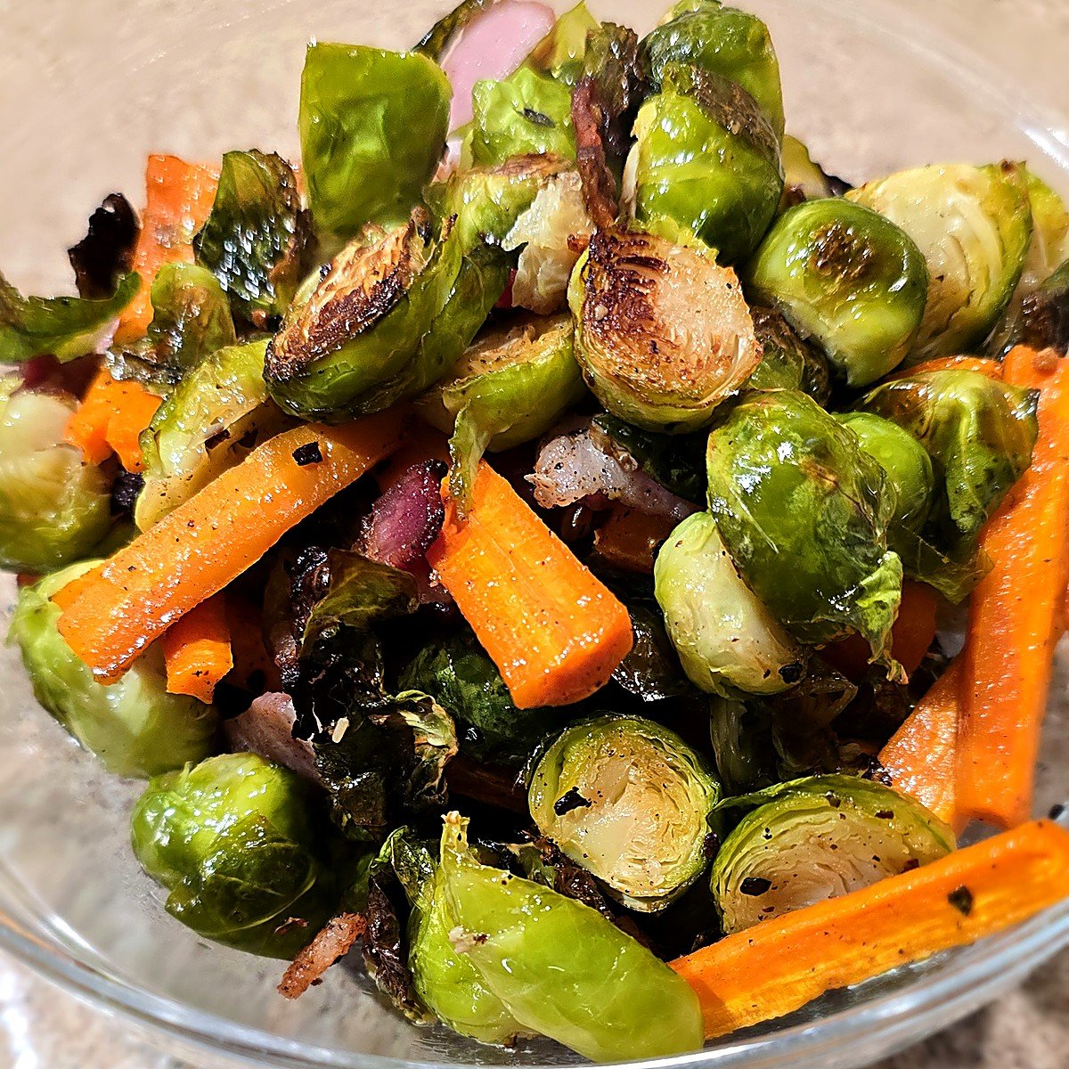 Homemade Roasted Brussels Sprouts with Bacon