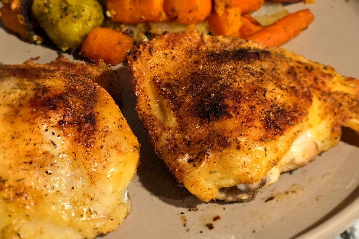 Crispy Sheet Pan Chicken Thighs with Roasted Vegetables