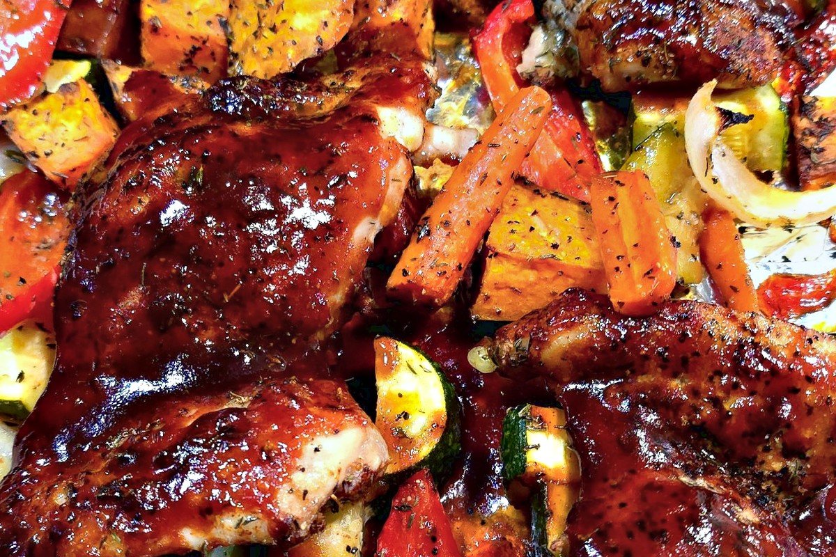 Sweet Heat BBQ Chicken Sheet Pan Dinner